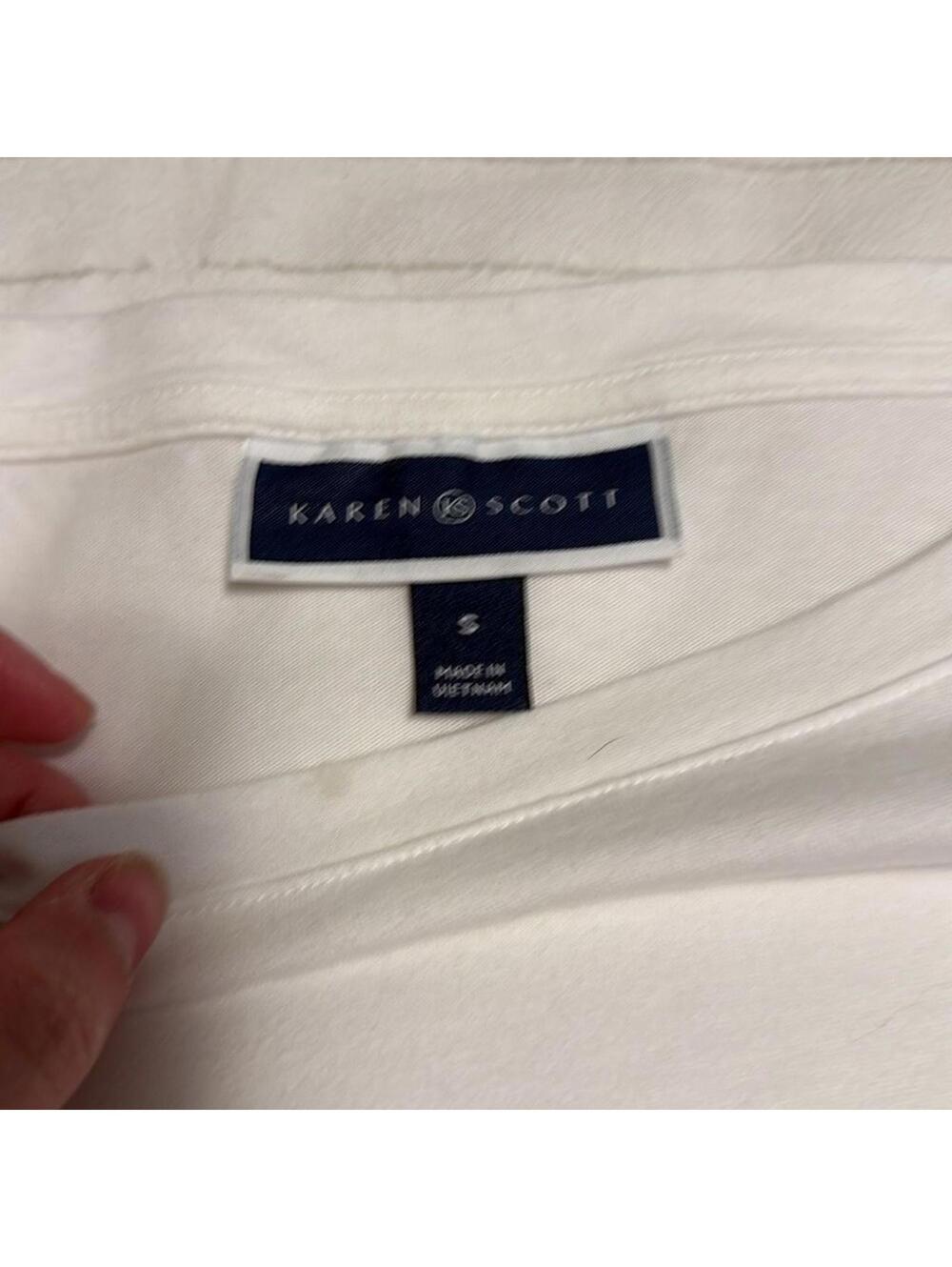 Karen Scott White Striped 3/4 Sleeve Blouse Women's S - Picture 4 of 7
